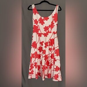 Maggy London Red and White Floral Midi Dress